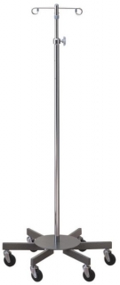 Lakeside Chrome Infusion Pump Stand: 6 Leg Oversize Base - 4 Ram’s Horn Hook