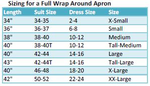 Apron Size Chart