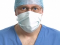 Surgeon wearing lead glasses